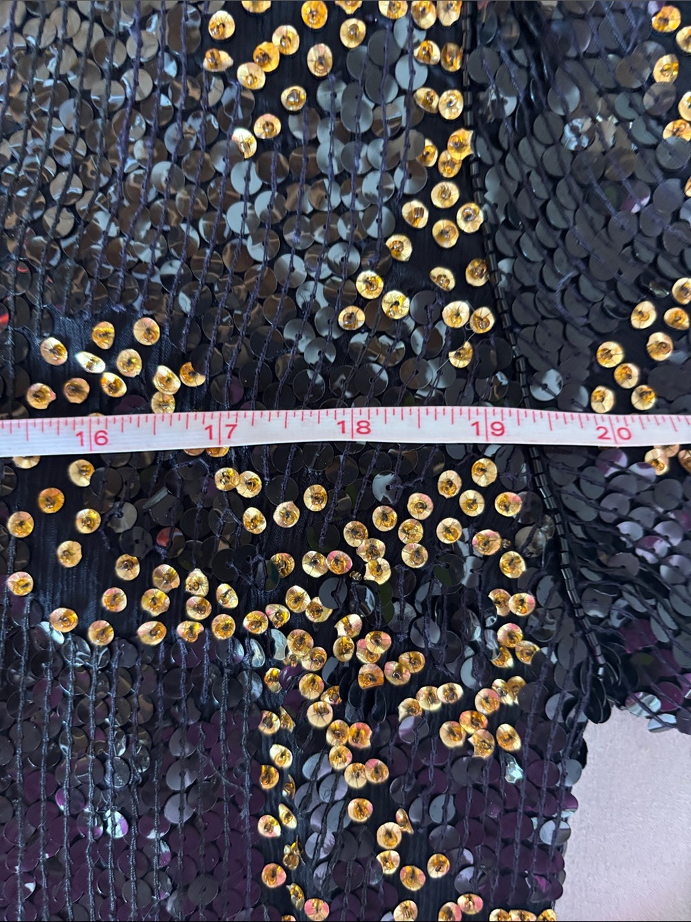 Vintage Black Sequin Blouse with Gold Stud Detailing - Picture 14 of 15